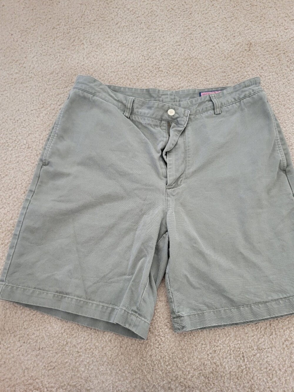 Vineyard Vines Club Shorts Men's 35 Green Sage Chino Flat Front Preppy 9"
